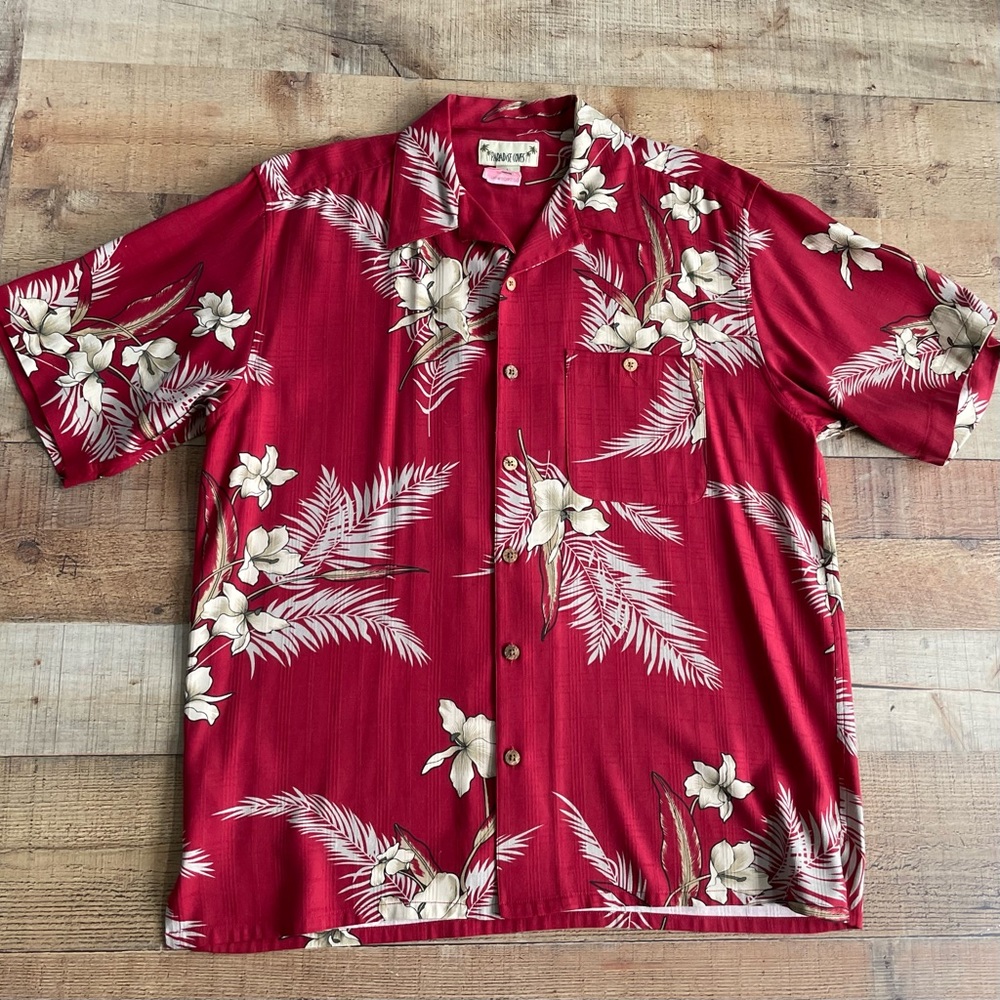 Paradise Coves Hawaiian Shirt 100% Silk Mens LARGE